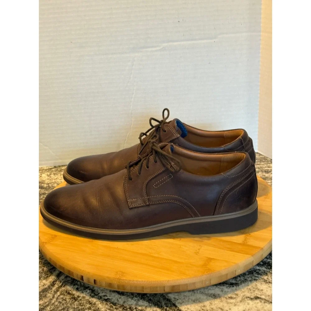 Mens Clarks Brown Leather Dress Oxford Active‎ Air Vent Comfort Size 12 SKU69